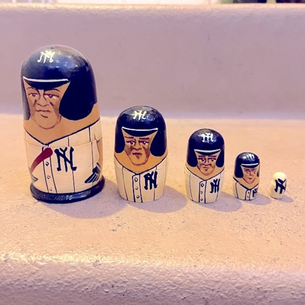New York Yankees Russian Nesting Doll Set THROWBACK UNIFORMS Wood
